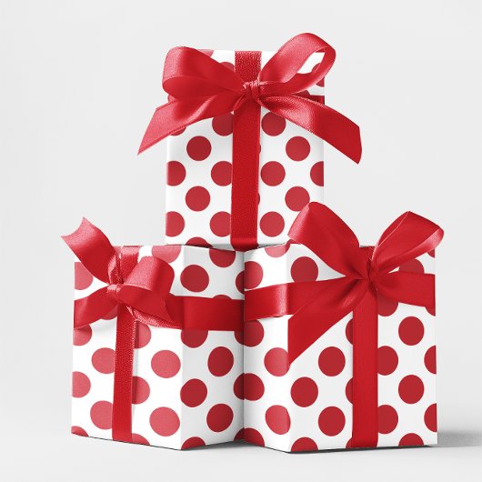 Weiße und rote Polka-Punkte Geschenkpapier
