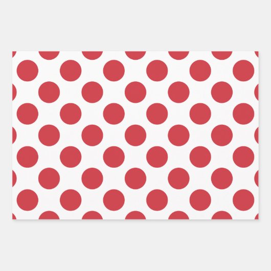 Weiße und rote Polka-Punkte Geschenkpapier Set (Vorderseite 2)
