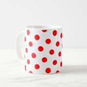 Weiße und rote Polka-Punkte Kaffeetasse (Vorderseite Links)