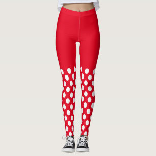 Weiße und rote Polka-Punkte Leggings
