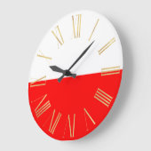 Weiße und rote polnische Flagge mit Gold Große Wanduhr (Winkel)