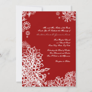 Weiße und rote Schneeflocken Einladung Hochzeit 3