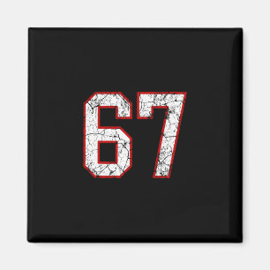 Weiße und rote Sportnummer 67 Trikot Uniform Spiel Magnet