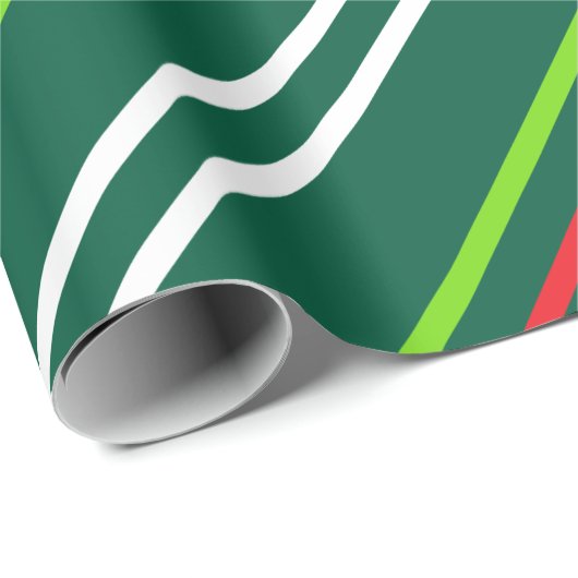 Weiße und rote Streifen auf dunkelgrünen Weihnacht Geschenkpapier (Rolleneckpunkt)