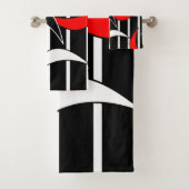 Weiße und rote Streifen auf schwarzem Badetuch-Set Badhandtuch Set (Insitu)