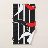 Weiße und rote Streifen auf schwarzem Badetuch-Set Badhandtuch Set (Handtuch)