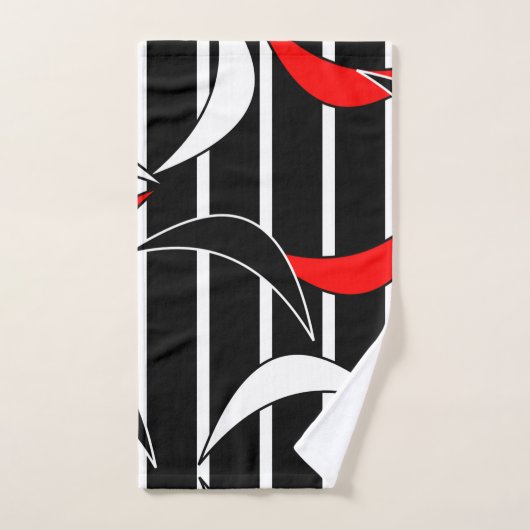 Weiße und rote Streifen auf schwarzem Badetuch-Set Badhandtuch Set (Handtuch)