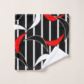 Weiße und rote Streifen auf schwarzem Badetuch-Set Badhandtuch Set (Waschlappen)