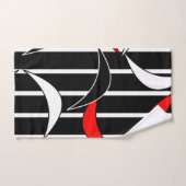 Weiße und rote Streifen auf schwarzem Badetuch-Set Badhandtuch Set (Handtuch)