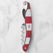Weiße und rote Streifen Monogramm Kellnermesser (Vorderseite)