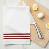 Weiße und rote Streifen und Monogramm Geschirrtuch (Viertel Falte)