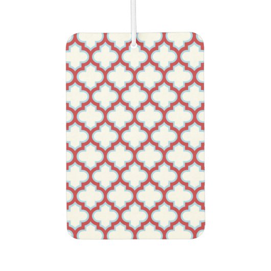 Weiße und rote Trellis, Gitter, Quatrefolie Autolufterfrischer (Vorderseite)