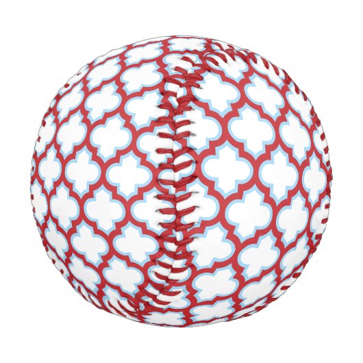 Weiße und rote Trellis, Gitter, Quatrefolie Baseball (Schrägansicht)