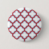 Weiße und rote Trellis, Gitter, Quatrefolie Button (Vorderseite)