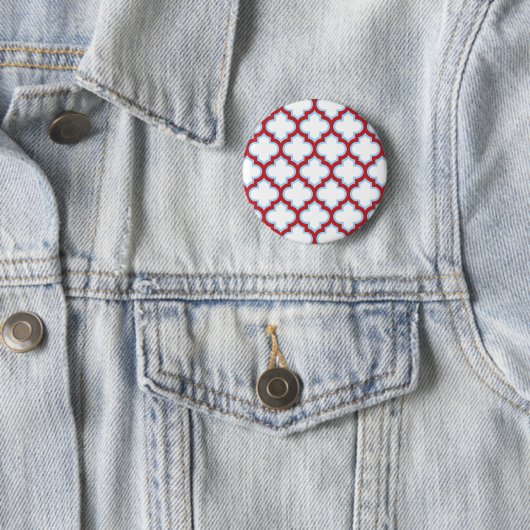 Weiße und rote Trellis, Gitter, Quatrefolie Button (Beispiel)