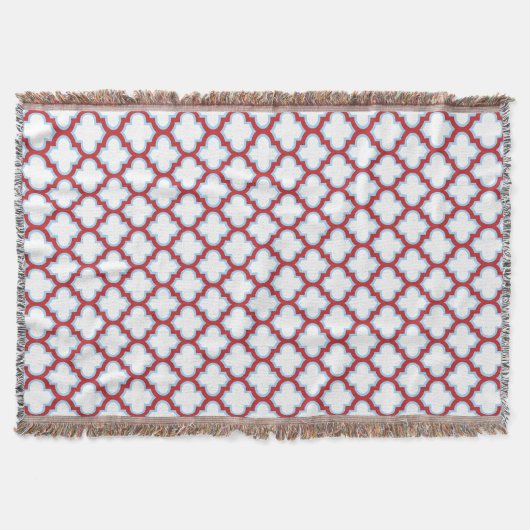 Weiße und rote Trellis, Gitter, Quatrefolie Decke (Vorderseite)