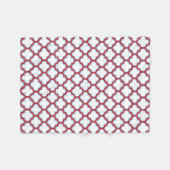Weiße und rote Trellis, Gitter, Quatrefolie Fleecedecke (Vorderseite (Horizontal))