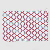 Weiße und rote Trellis, Gitter, Quatrefolie Golfhandtuch (Horizontal)