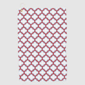 Weiße und rote Trellis, Gitter, Quatrefolie Golfhandtuch (Vorderseite)