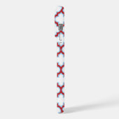 Weiße und rote Trellis, Gitter, Quatrefolie iPhone Hülle (Linke Seite)