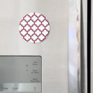 Weiße und rote Trellis, Gitter, Quatrefolie Magnet
