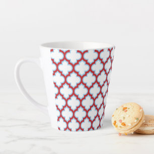 Weiße und rote Trellis, Gitter, Quatrefolie Milchtasse