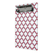 Weiße und rote Trellis, Gitter, Quatrefolie Mini Klemmbrett (Gewinkelt2)
