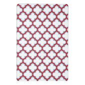 Weiße und rote Trellis, Gitter, Quatrefolie Mini Klemmbrett (Rückseite)