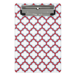 Weiße und rote Trellis, Gitter, Quatrefolie Mini Klemmbrett