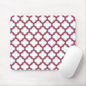 Weiße und rote Trellis, Gitter, Quatrefolie Mousepad (Mit Mouse)
