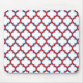 Weiße und rote Trellis, Gitter, Quatrefolie Mousepad (Vorne)