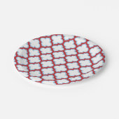 Weiße und rote Trellis, Gitter, Quatrefolie Pappteller (Schrägansicht)