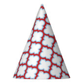 Weiße und rote Trellis, Gitter, Quatrefolie Partyhütchen (Links)