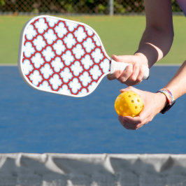 Weiße und rote Trellis, Gitter, Quatrefolie Pickleball Schläger