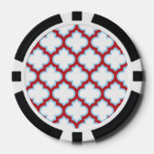 Weiße und rote Trellis, Gitter, Quatrefolie Pokerchips (Vorderseite)