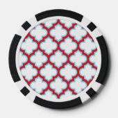 Weiße und rote Trellis, Gitter, Quatrefolie Pokerchips (Rückseite)