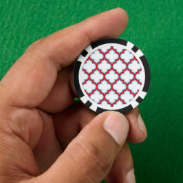Weiße und rote Trellis, Gitter, Quatrefolie Pokerchips