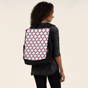 Weiße und rote Trellis, Gitter, Quatrefolie Rucksack