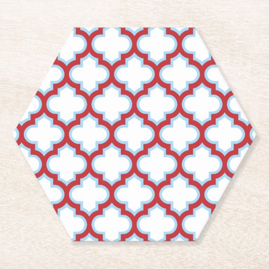 Weiße und rote Trellis, Gitter, Quatrefolie Untersetzer (Vorderseite)