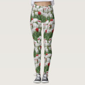 Weiße und rote Tulpen Leggings (Vorderseite)