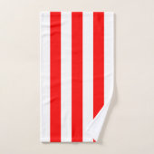 Weiße und rote vertikale Streifen Badhandtuch Set (Handtuch)