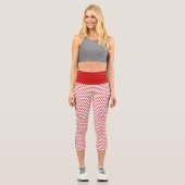 Weiße und rote Weihnachtsbaummuster Capri Leggings (Vorderseite)