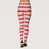 Weiße und rote Weihnachtsferde und Schlittenpatter Leggings (Rückseite)