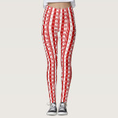 Weiße und rote Weihnachtsferde und Schneeflocken Leggings (Vorderseite)
