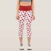 Weiße und rote Weihnachtsmuster Geschenkboxen Hoch Capri Leggings (Vorderseite)