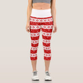 Weiße und rote Weihnachtsschneeflocken Capri Leggings (Vorderseite)