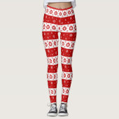 Weiße und rote Weihnachtsschneeflocken Leggings (Vorderseite)