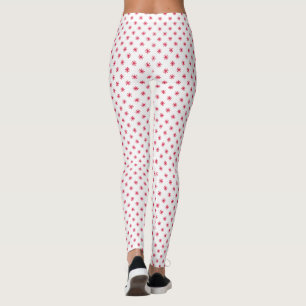 Weiße und rote Weihnachtssterne Muster lang Leggings