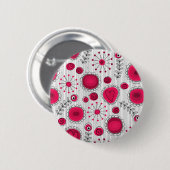 Weiße und rötliche Herzen und Blume mit Blumenmust Button (Vorne & Hinten)