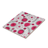 Weiße und rötliche Herzen und Blume mit Blumenmust Fliese (Seite)